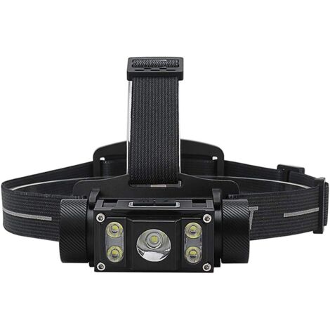 Linterna frontal recargable, linterna frontal con 5 LED, 6 modos de iluminación, linterna frontal superbrillante