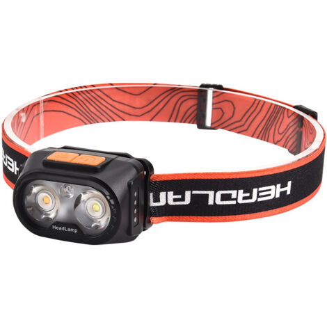 Linterna frontal recargable, linterna frontal superbrillante, brillo ajustable, ligera e impermeable, potente linterna frontal con sensor de luz, lámpara para minería, iluminación exterior, ciclismo.