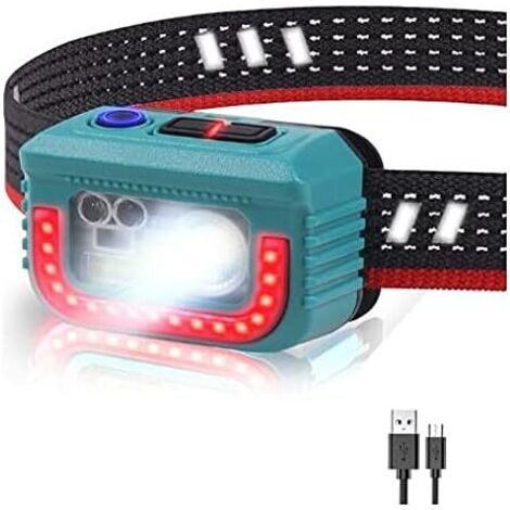 Linterna frontal recargable, sensor de movimiento de 3 luces, linterna frontal de 7 modos, linterna frontal resistente al agua