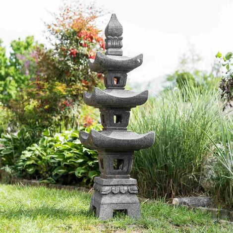 Linterna japonesa pagoda de piedra de lava 1,10 m - Gris