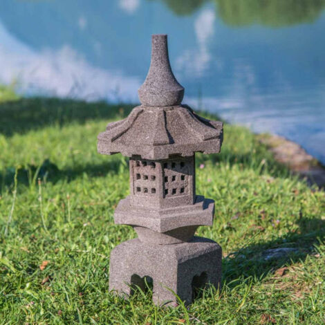 Linterna japonesa toro de piedra de lava 55 cm