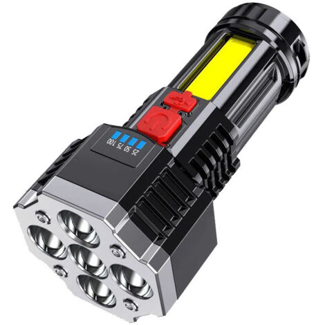Linterna lateral LED COB portátil, luz exterior recargable por USB, linterna de camping, foco para pesca (con 5 LED).