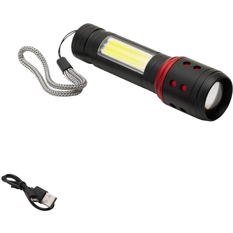 

Linterna led bateria recargable con función zoom 5 w. 300 - 150 lumenes