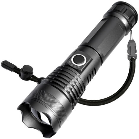 Linterna LED, brillo ajustable, linterna de alta potencia, duradera, enfoque ajustable.