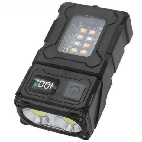 Linterna LED con iluminación lateral de alta intensidad, tecnología COB, batería de larga duración y brillo excepcional.
