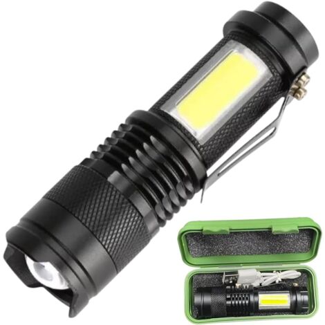Linterna led de alta potencia recargable 2000 lúmenes 5 modos impermeable con enfoque variable linterna táctica militar hogar al aire libre senderismo acampada cámping excursiones