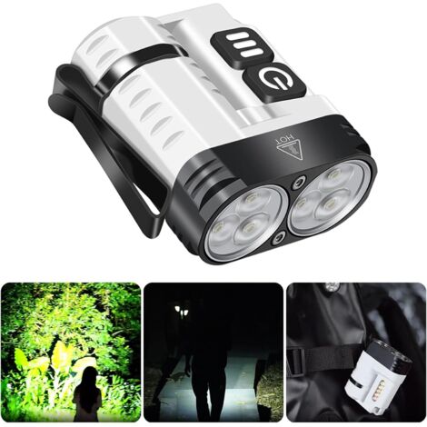 Linterna LED de bolsillo pequeña, impermeable, con clip para sombrero, ideal para acampar, caminar, hacer senderismo, escalar y uso al aire libre