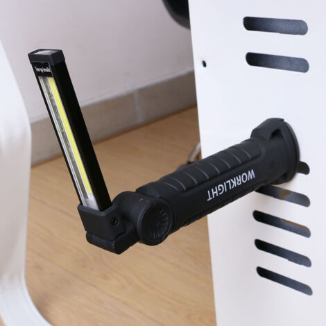 Linterna LED, luz de trabajo LED recargable por USB, linterna con gancho magnético COB para acampar al aire libre y reparar automóviles, luz grande.