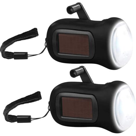 Linterna LED Manual, Linterna Solar y Manual Linterna de Emergencia Linterna Luz de Antorcha Excursionismo De Viaje Cámping Linterna (2 PCS)