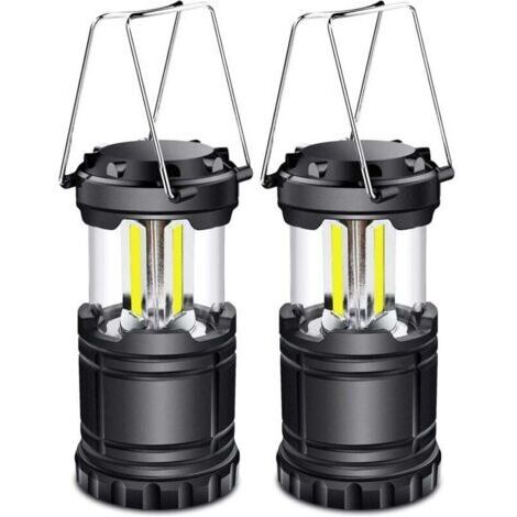 Linterna LED para camping, lámpara portátil de 350 lúmenes con asas metálicas, para tiendas de campaña, senderismo, pesca, cuevas, etc., 2 unidades [Clase energética A+]
