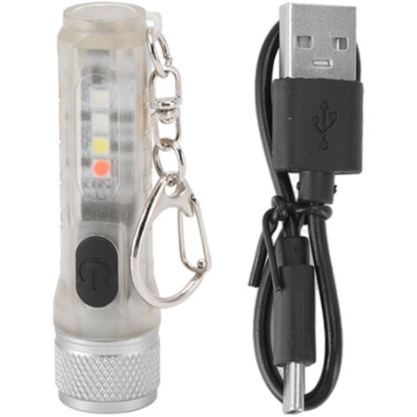 Linterna LED portátil, multifuncional y recargable por USB con efecto fluorescente.
