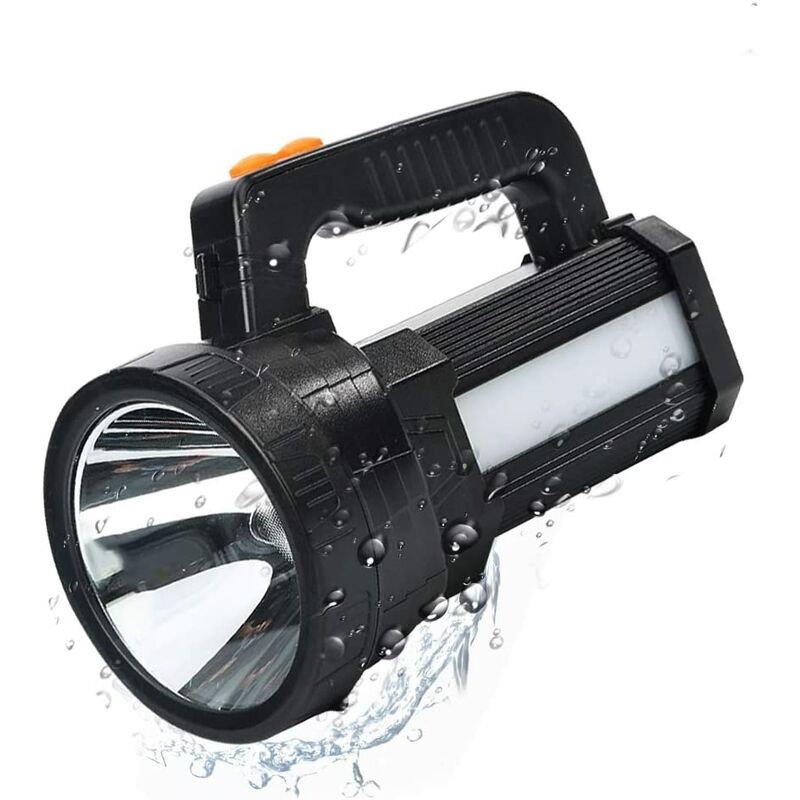 

Linterna LED recargable a prueba de agua IPX4, 9600mAH / 11000 lúmenes Potente LED 3 en 1, luz portátil para acampar, linterna recargable para
