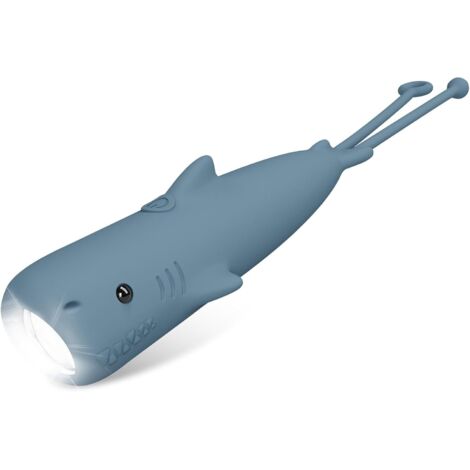 Linterna LED recargable con brillo ajustable, ideal para acampar y hacer senderismo con niños, un gran regalo para niños (tiburón).