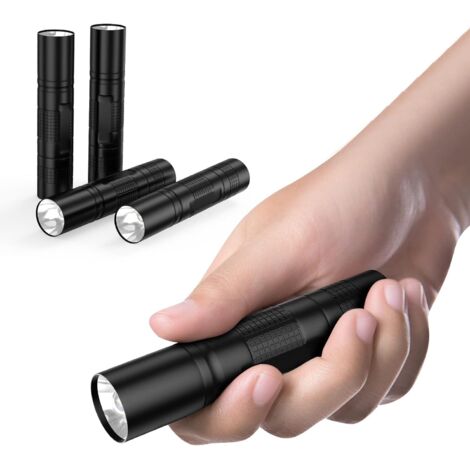 Linterna LED recargable de 4 piezas, 240 lúmenes, IP67, aleación de aluminio