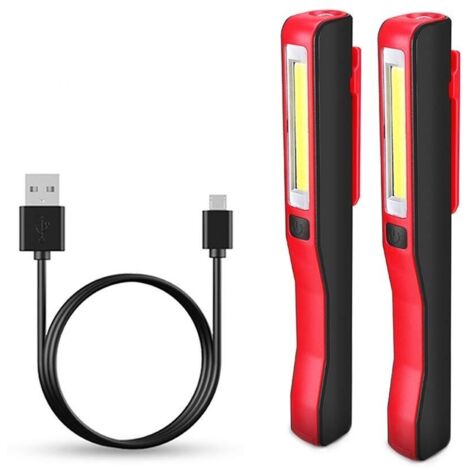 Linterna LED recargable para mecánicos, linterna COB, luz para taller, camping, garaje y uso de emergencia con clip magnético (2 unidades).
