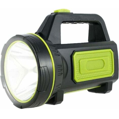 Linterna LED recargable por USB de 135 000 lúmenes y 6000 mAh con luz lateral, ideal para senderismo y acampada.