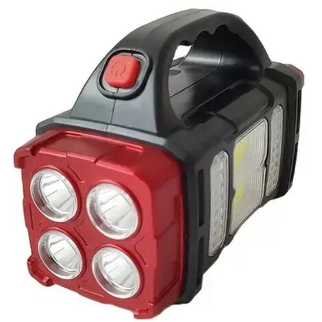 linterna LED recargable por USB y panel solar, batería de níquel de 1500 mAh, luz de trabajo táctica COB, 4 modos