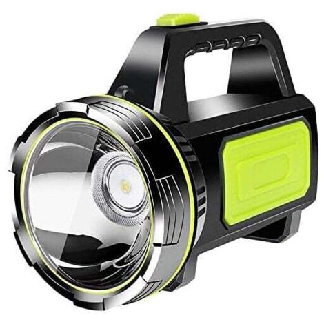 Linterna LED recargable ultrabrillante, luz portátil USB grande, foco de alta potencia, luz lateral a batería