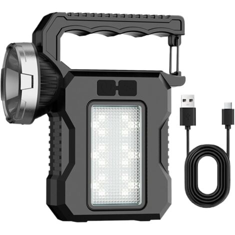 Linterna LED solar, linterna LED recargable, luz para aventuras al aire libre, luz de camping a pilas, apta para uso en interiores, exteriores y viajes, 8 x 3,5 x 13,5 cm