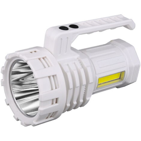 Linterna LED ultrapotente, 4000 mAh/1200 lúmenes, recargable, IPX4 resistente al agua, USB para camping, senderismo, emergencias y cortes de luz, color blanco.