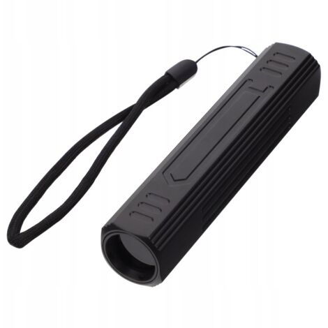 Linterna LED UV de 365 nm, aluminio negro, resistente al agua, recargable por USB.