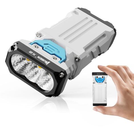 Linterna LED X2, minilinterna recargable USB C de 2500 lúmenes, 6 modos, linterna portátil impermeable IP68, para emergencias al aire libre y acampada (blanca)
