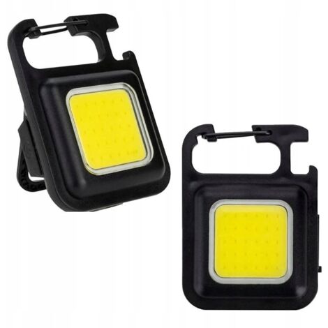 Linterna llavero LED mini USB llavero batería recargable abrebotellas negro