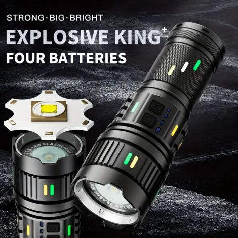 Linterna nueva de alta potencia con láser blanco ultrabrillante, largo alcance, alta potencia, batería de larga duración, fluorescente, lámpara de exterior multifuncional.