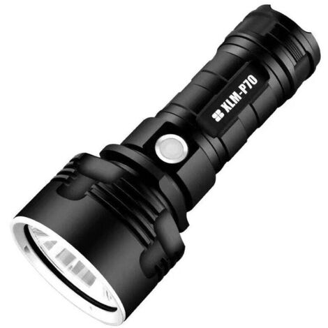 Linterna P70, potente linterna LED ultrabrillante, resistente al agua, de 30 000 a 100 000 lúmenes. La linterna XLM P70 de 25 W más potente con 3 modos (batería única, P70 de 25 W).