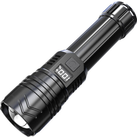 Linterna recargable de alto brillo, linterna LED, potente linterna portátil resistente al agua.