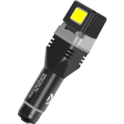 Linterna recargable Fuente de luz dual Cargador de coche Luz lateral Imán Martillo de rescate