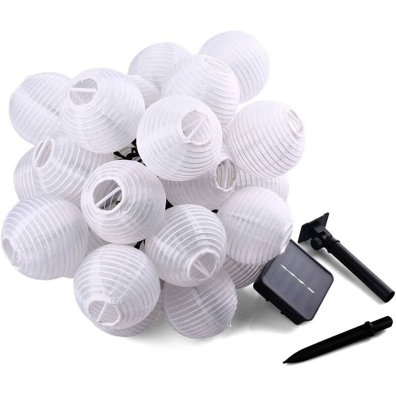 

Linterna solar al aire libre luces de hadas LED luces de hadas luz decorativa impermeable, decoración de jardín linterna plegable （blanco cálido 5M）