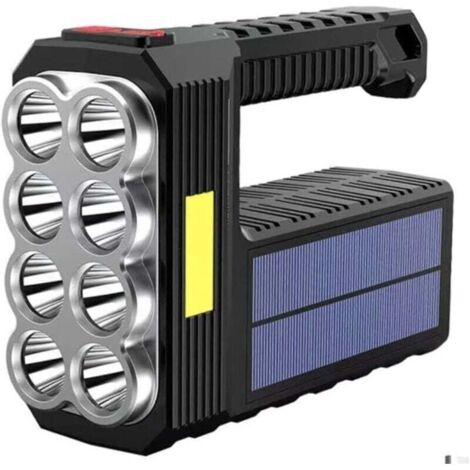 Linterna solar de 8 LED: linterna portátil recargable y superbrillante, potente equipo de trabajo, luz brillante para acampar, el hogar y el trabajo, luz de emergencia.