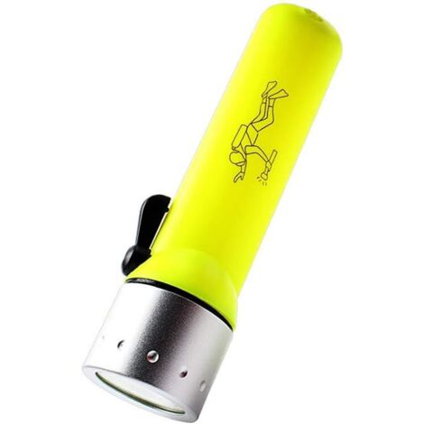 Linterna subacuática, linterna de buceo, interruptor magnético, sumergible hasta 10 metros, con correa, ideal para pesca nocturna, buceo, ciclismo nocturno, senderismo nocturno (caja amarilla (batería