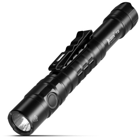 Linterna T2 de 550 lúmenes, linterna AA, linterna EDC, linterna táctica, con clip y función de memoria, 5 modos de iluminación, para acampar, trabajar, reparar