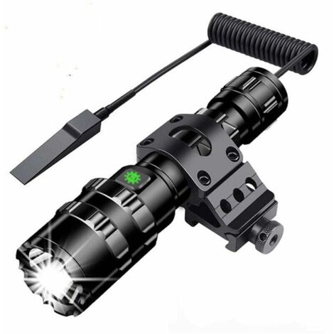Linterna táctica 3000 lúmenes Linterna LED L2 superbrillante Recargable por USB 5 modos de iluminación Montaje en riel e interruptor de presión para pesca al aire libre
