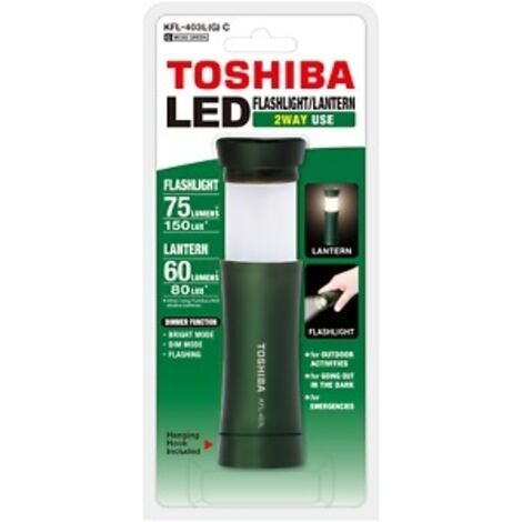 LINTERNA TOSHIBA DOBLE - LATERAL Y FRONTAL 75+60LM MODO FLASH, DIM Y BRILLANTE - VERDE