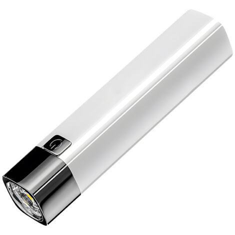 Linterna ultrabrillante, linterna USB con batería externa integrada, mini linterna recargable para actividades al aire libre (blanca).