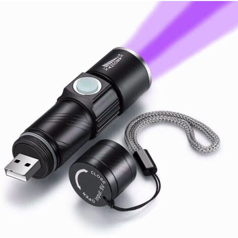 Linterna UV, linterna LED UV, luz negra, 395, lámpara de inspección con zoom.