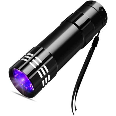 Linterna UV portátil de 395–400 nm - Luz negra - Con zoom - Detector de agentes fluorescentes para manchas de orina de mascotas (paquete de 1)