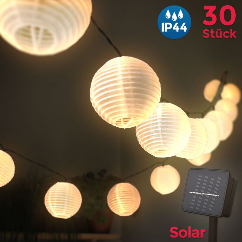 

Linternas de Papel 6 Metros 30 LEDs I Solar Cadena ideal para decorar de jardín, árbol de navidad fiesta I Impermeable IP44