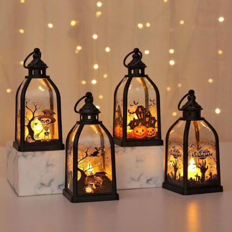 linternas LED de Halloween para exterior con batería, decoración de Halloween para colgar en interiores y exteriores, linterna fantasma de Halloween (C4)