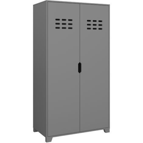 Linus-Wardobe avec 2 portes en MDF gris