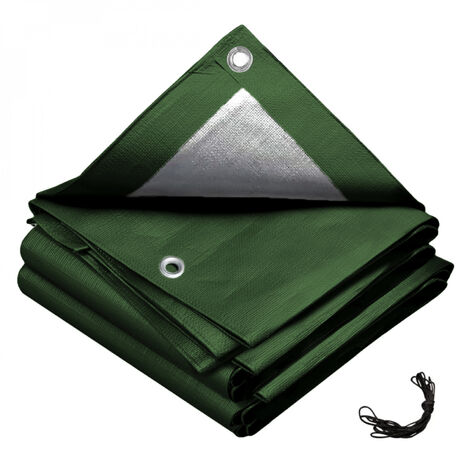 Linxor – Bâche de protection imperméable réversible 2 x 3 m – Œillets renforcés tous les 90 cm – Densité 150g – Gris et vert