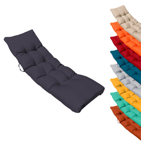 Linxor – Coussin extérieur matelassé 185 x 60 cm – Polyester Oxford respirant – Épaisseur 12 cm – Fixation par ficelles – Compatible transats
