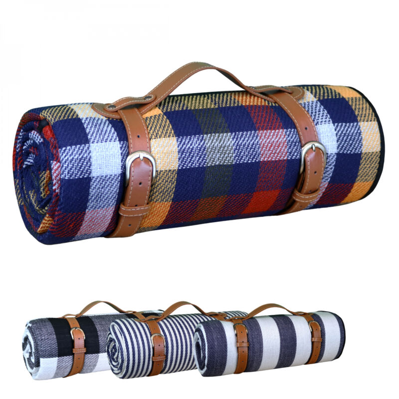 Linxor - Couverture, tapis, nappe de pique-nique imperméable - 200 x 200 cm - Carreaux multicolores