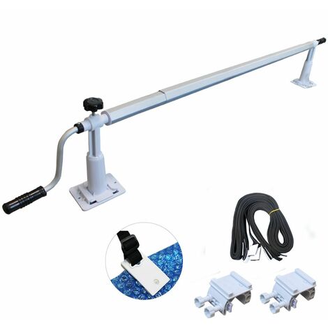 Linxor – Enrouleur de bâche de piscine hors sol extensible 1.37m à 6.15m – Tubes télescopiques – Compatible piscines ovales, rondes, carrées, rectangulaires