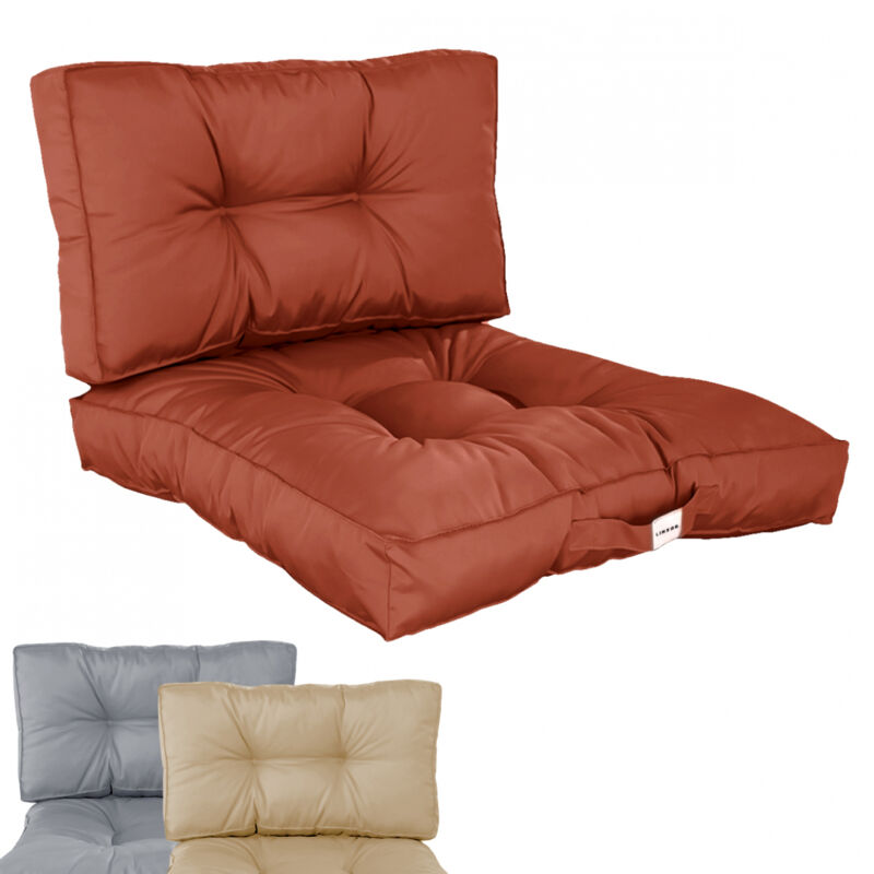 Linxor - Kit de coussins pour salon de jardin capitonnés - 50 x 50 cm - Terracotta