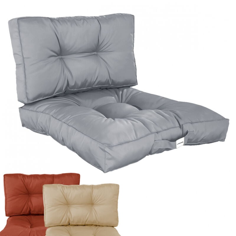 Linxor - Kit de coussins pour salon de jardin capitonnés - 60 x 60 cm - Gris clair