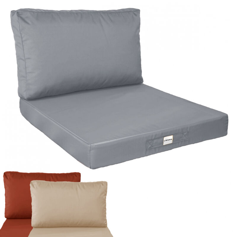 Linxor - Kit de coussins pour salon de jardin déhoussables - 60 x 60 cm - Gris clair